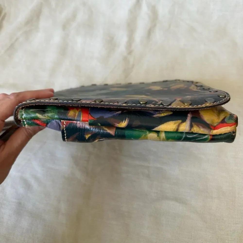 PATRICIA NASH Crossbody Bag Multicolor Floral Leather Studded Sling Purse